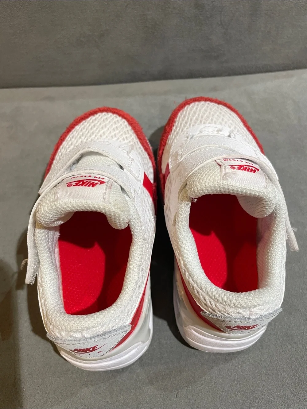 Nike Air Max 6C Sneakers Baby Toddler White Red Hook & Loop Athletic Shoes